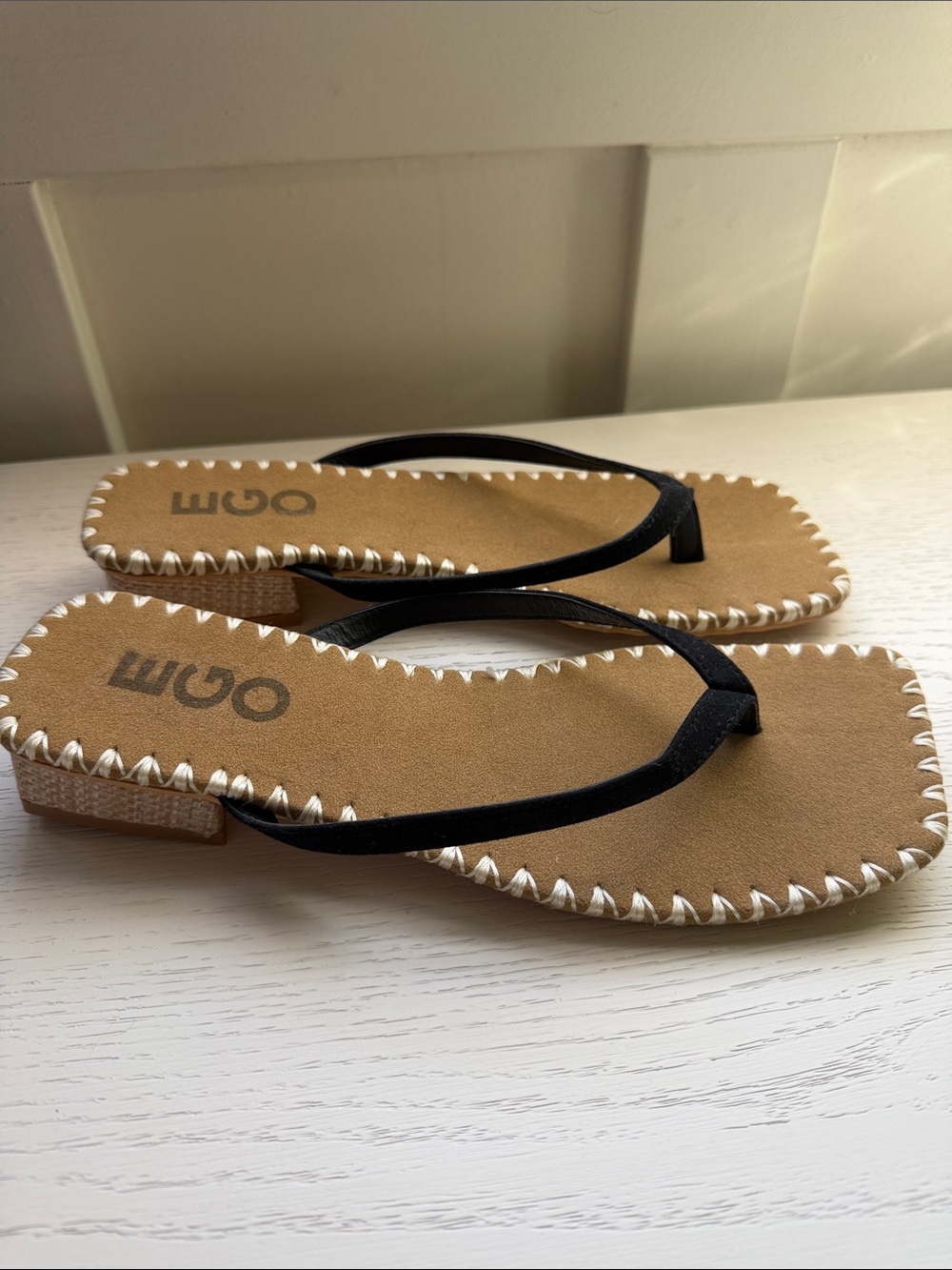 EGO Black Strap Sandals with Tan Footbed